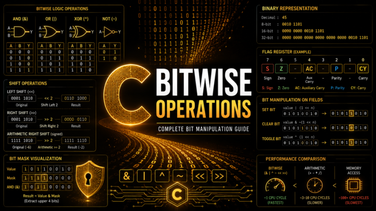 C bitwise operations AND OR XOR NOT shift bit manipulation guide