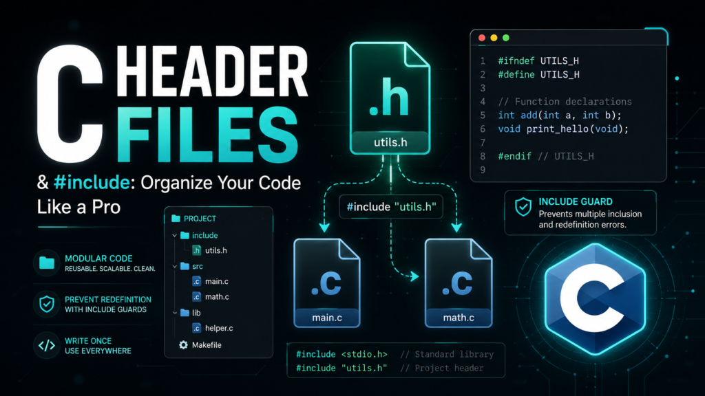 C header files include guards pragma once organize code with .h files