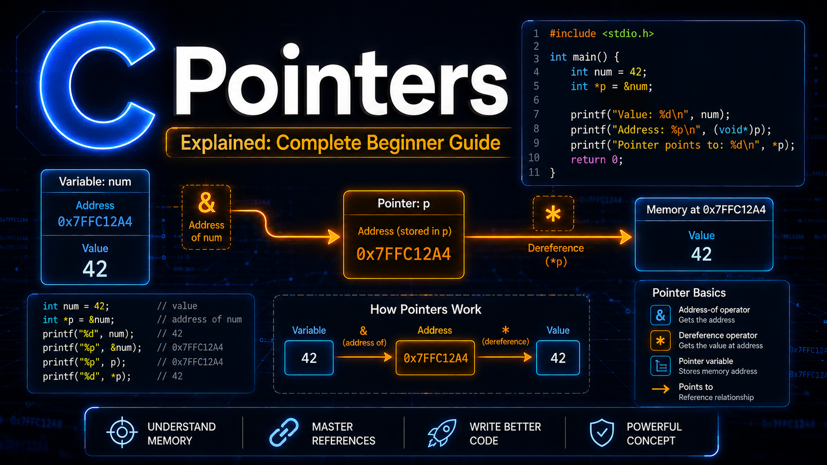 C pointers explained complete beginner guide with memory addresses