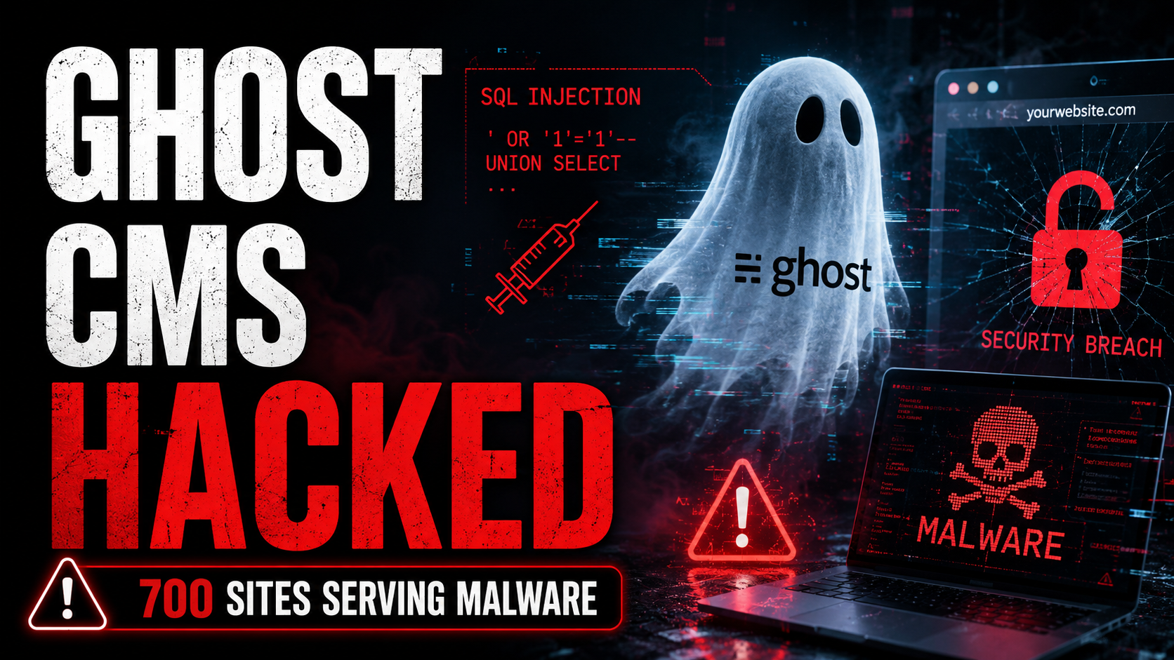 Ghost CMS SQL injection hack 700 sites ClickFix malware 2026