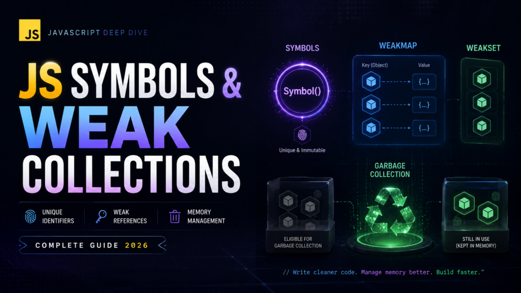 JavaScript symbols WeakMap WeakSet complete guide 2026