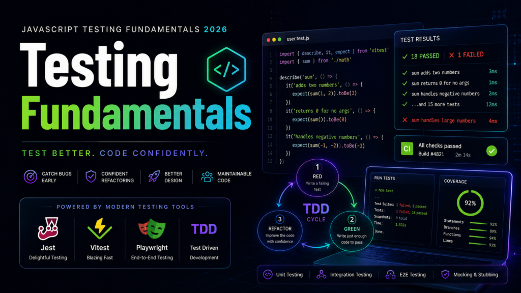 JavaScript testing fundamentals TDD 2026 featured image
