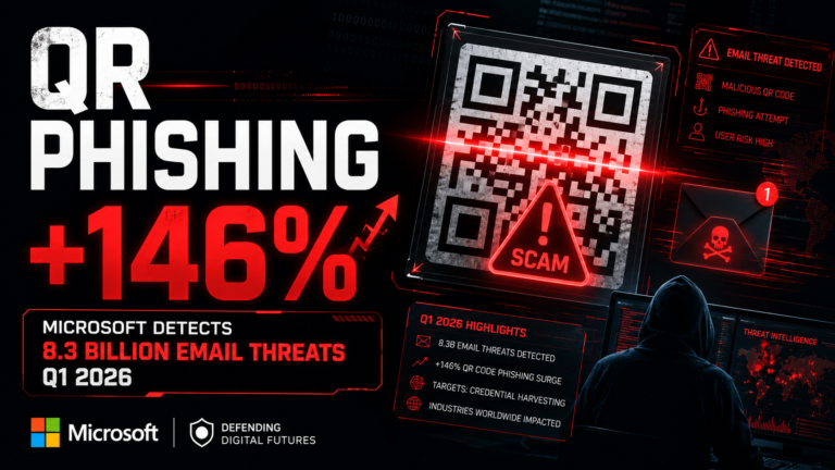 QR code phishing surge 146 percent Microsoft 8.3 billion email threats Q1 2026
