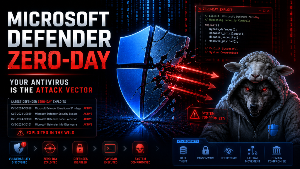 Microsoft Defender zero-day exploit antivirus attack vector cybersecurity vulnerability 2026